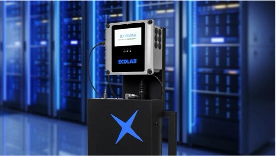 close up of 3D TRASAR unit in from of data center aisle